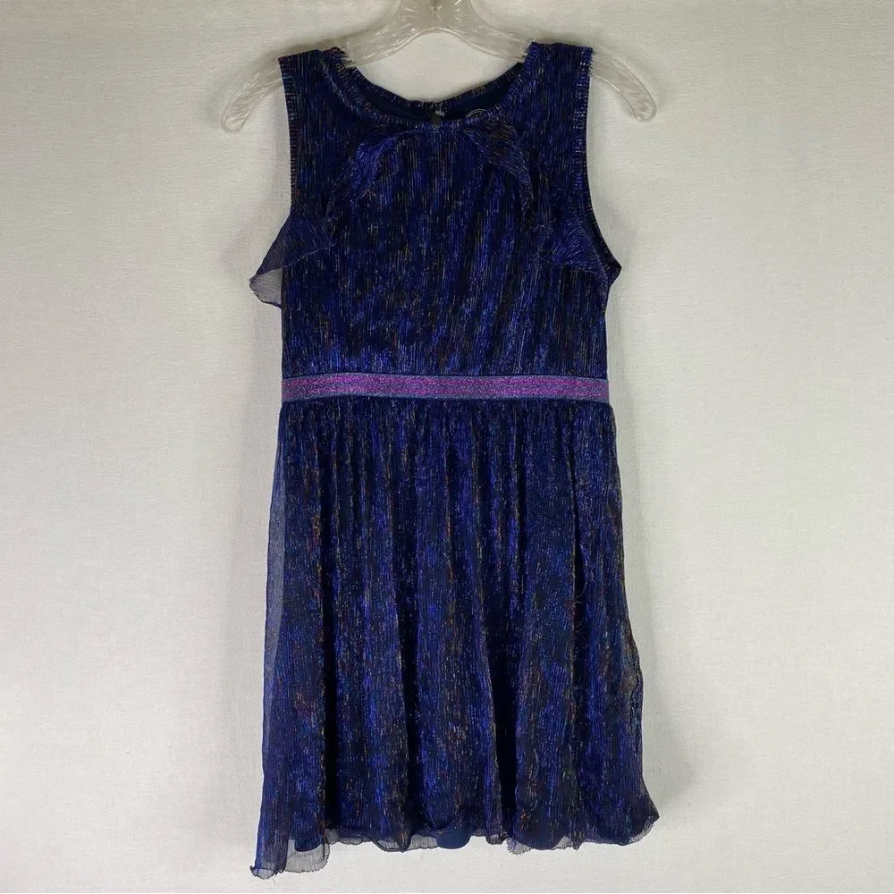 Wonder Nation Dress Girls Blue Purple Glitter Metallic Sleeveless Stretch XXL